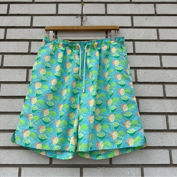 Peter Millar Men's Sour Lemons Swim Trunk Drawstring Pockets Mesh Liner - Picture 2 of 13